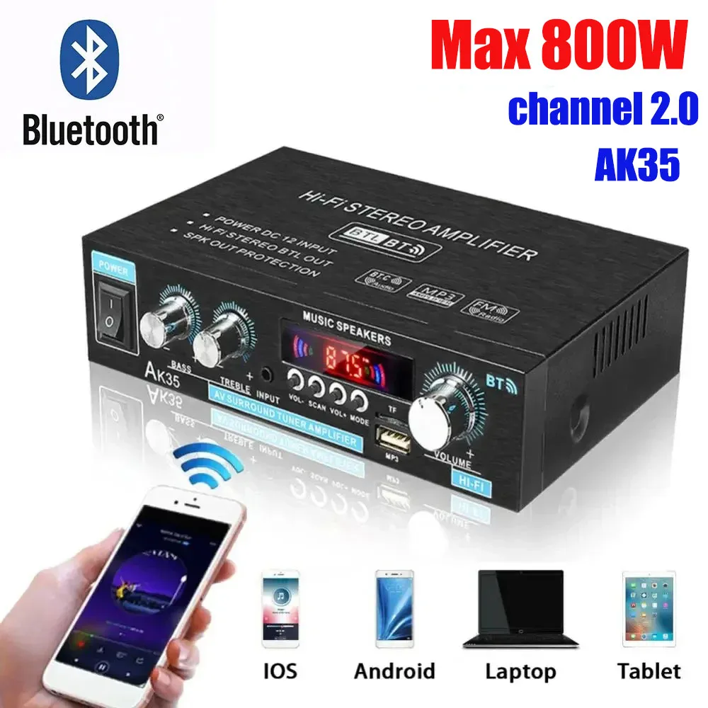 Home Cinema Bluetooth - AK35 penguat Bluetooth Digital HiFi, pengeras