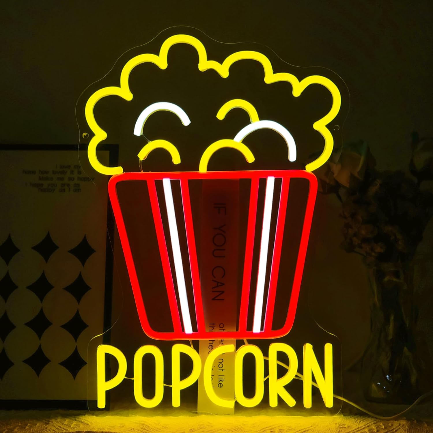 Home Cinema Food - Lampu Neon LED Popcorn Dapat Diredupkan