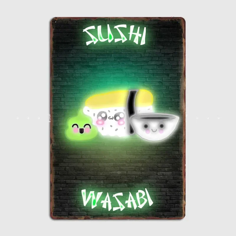 Home Cinema Food - Papan Neon Makanan Sushi Wasabi, Papan
