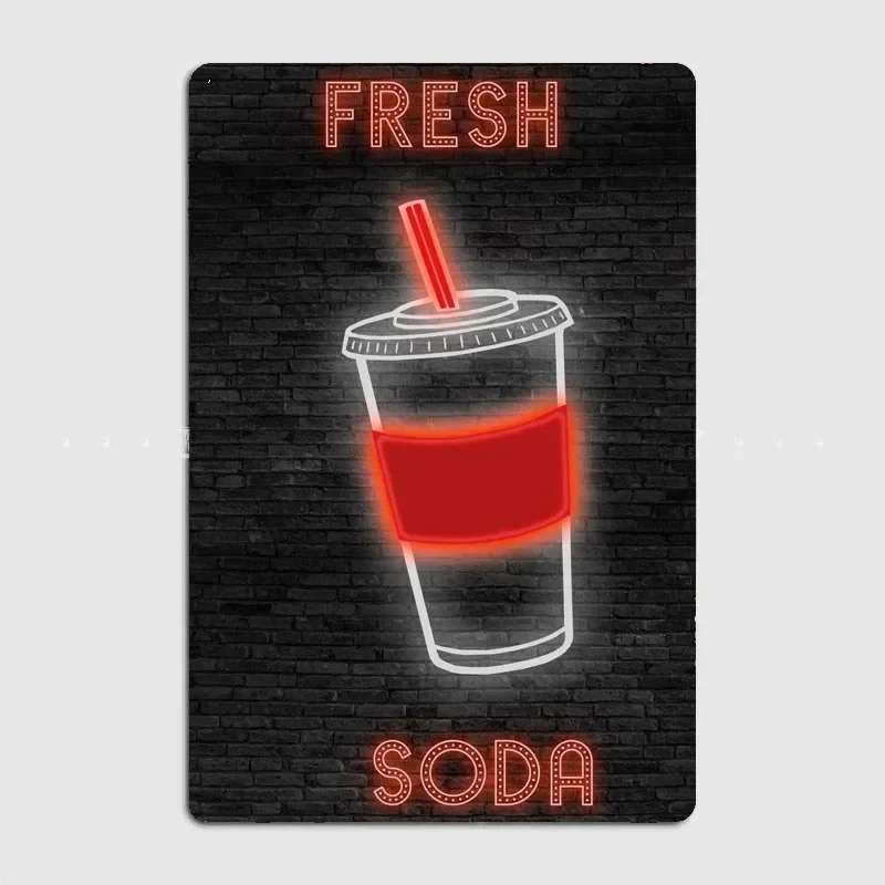 Home Cinema Food - Papan Neon Makanan SODA, Papan Logam,