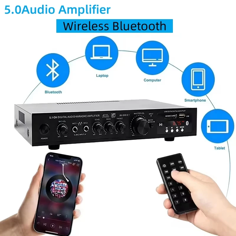 Home Cinema Bluetooth - AV-369BT Bluetooth 5.1 Speaker Suara AMP