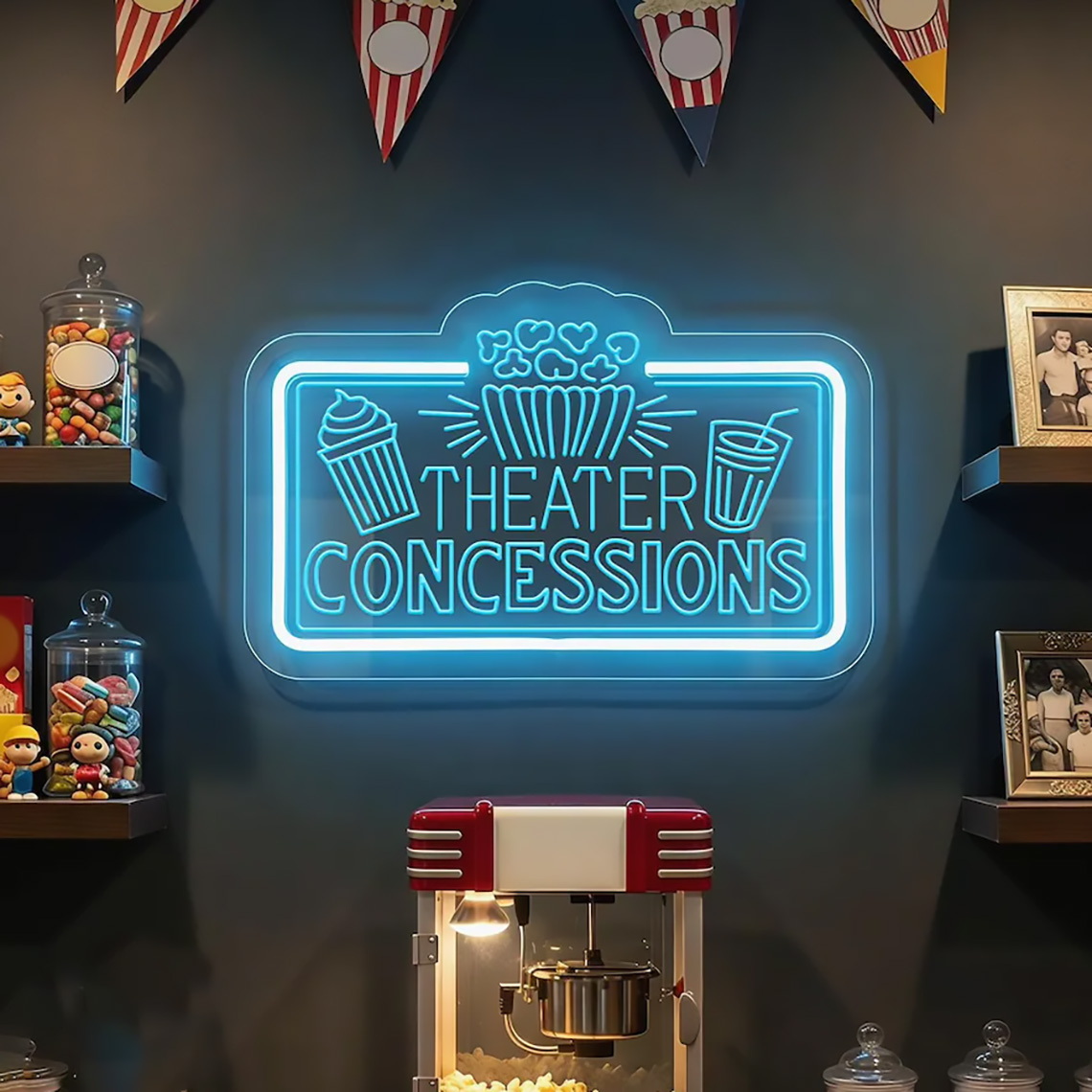 Home Cinema Food - Papan Neon Konsepsi Bioskop, Neon Bar