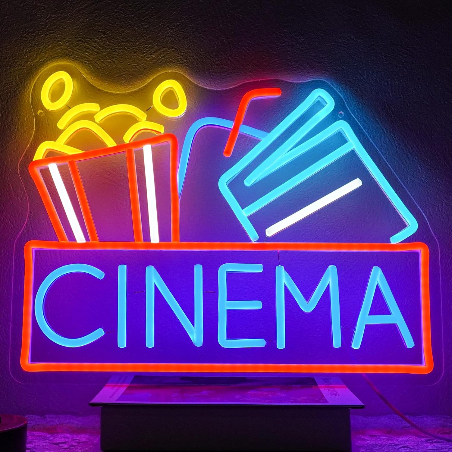 Home Cinema Food - Lampu Neon LED Popcorn Dapat Diredupkan