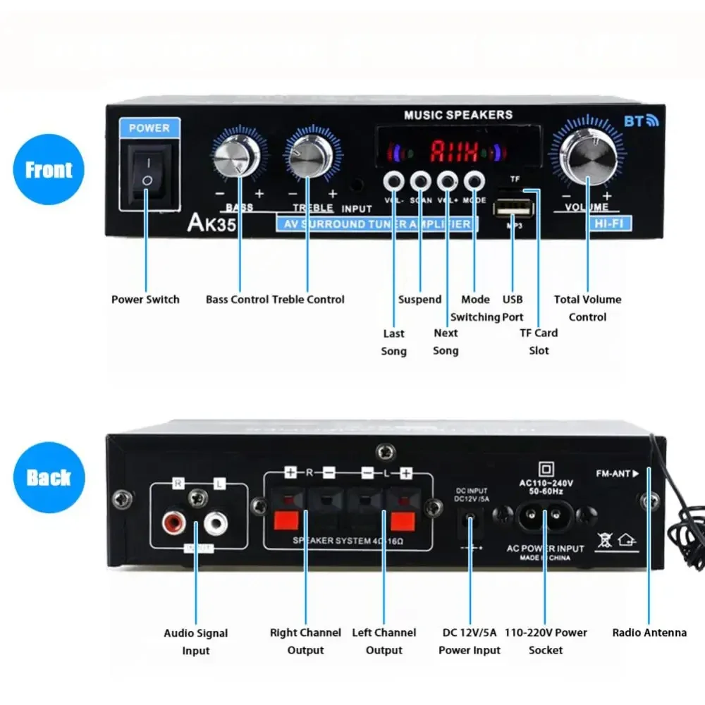 AK35 penguat Bluetooth Digital - Home Cinema Bluetooth ulasan dan harga