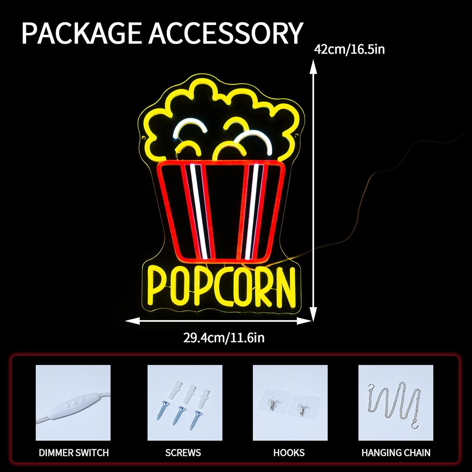 Lampu Neon LED Popcorn Dapat D - Home Cinema Food ulasan dan harga