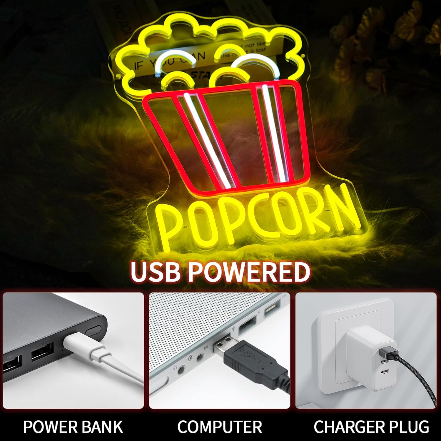 Lampu Neon LED Popcorn Dapat D - Home Cinema Food ulasan dan harga