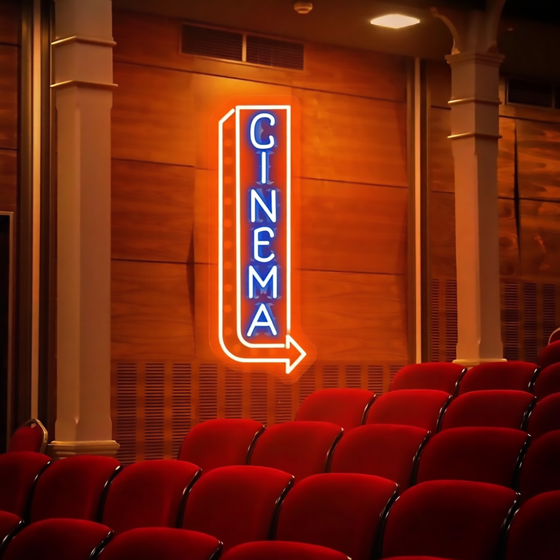 Neon Sign Bioskop, Neon Sign M - Home Cinema Food ulasan dan harga
