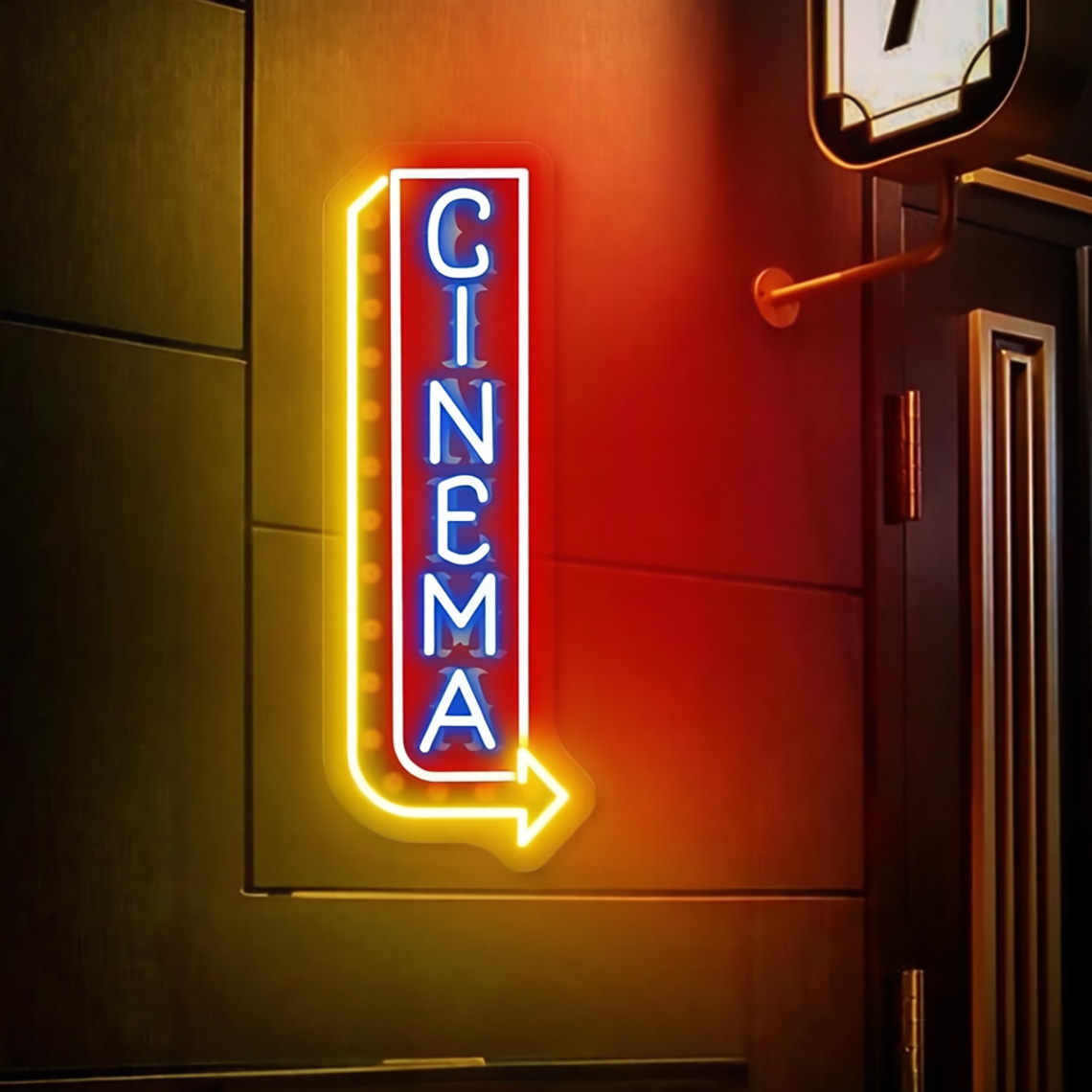 Neon Sign Bioskop, Neon Sign M - Home Cinema Food ulasan dan harga