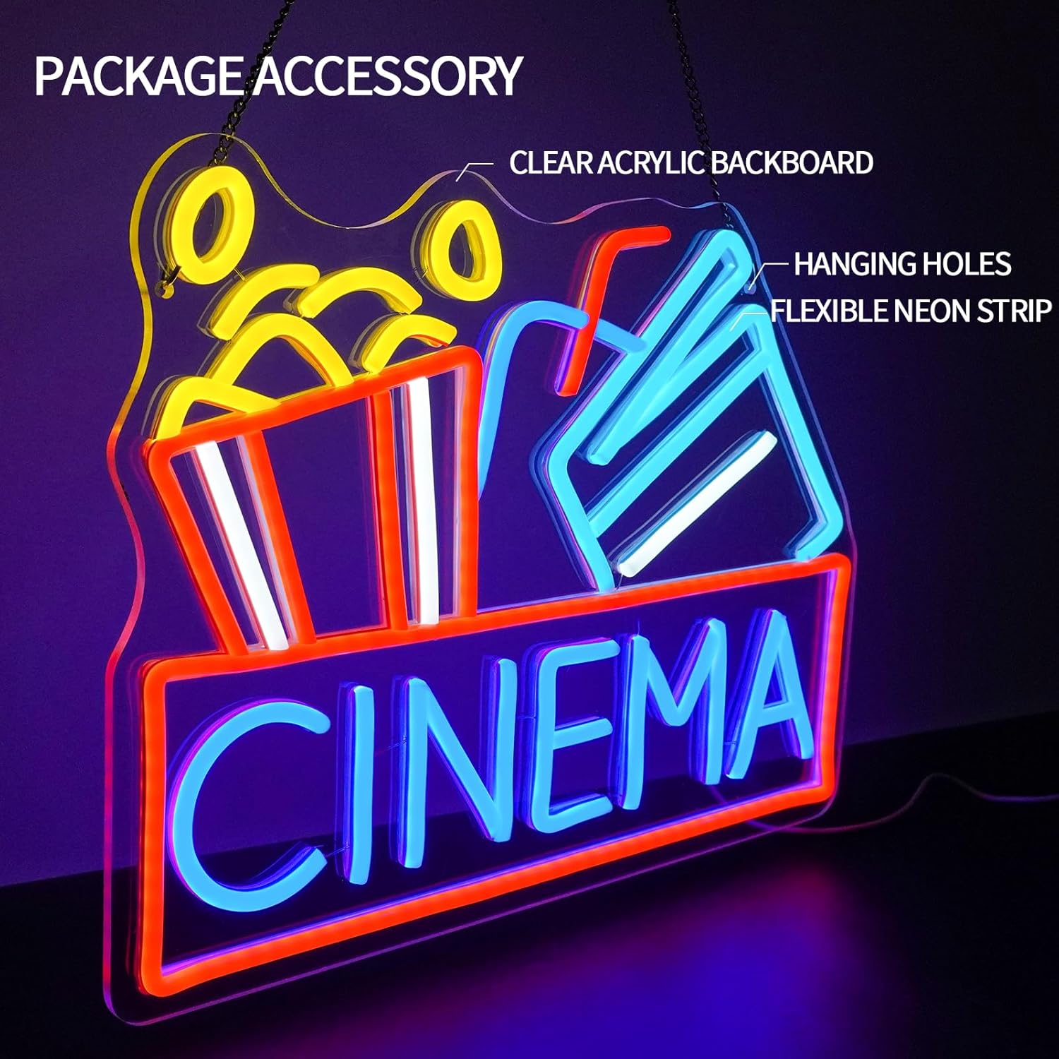 Lampu Neon LED Popcorn Dapat D - Home Cinema Food ulasan dan harga